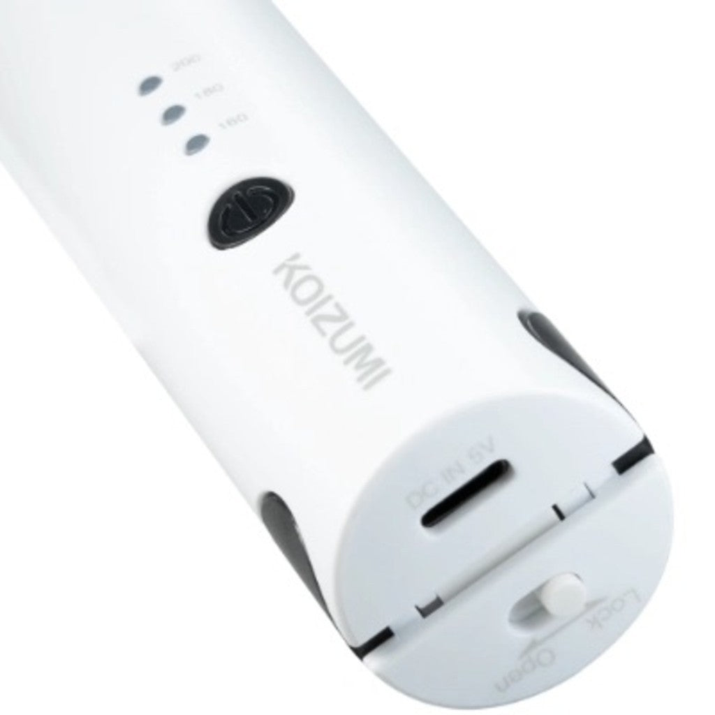 Koizumi KHS-G600 USB Rechargeable Portable Cordless Rechargeable Hair Straightener & Curler, 160°C/ 180°C/ 200°C, White, 1 Year Warranty