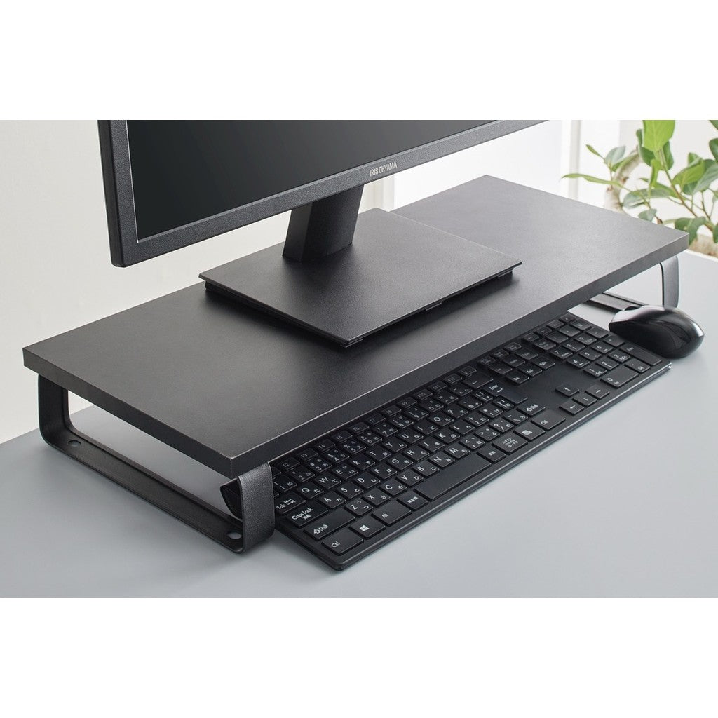 IRIS Ohyama Monitor Stand Riser Width 59cm Height 8.6cm Storage Rack Black (MNS-590)