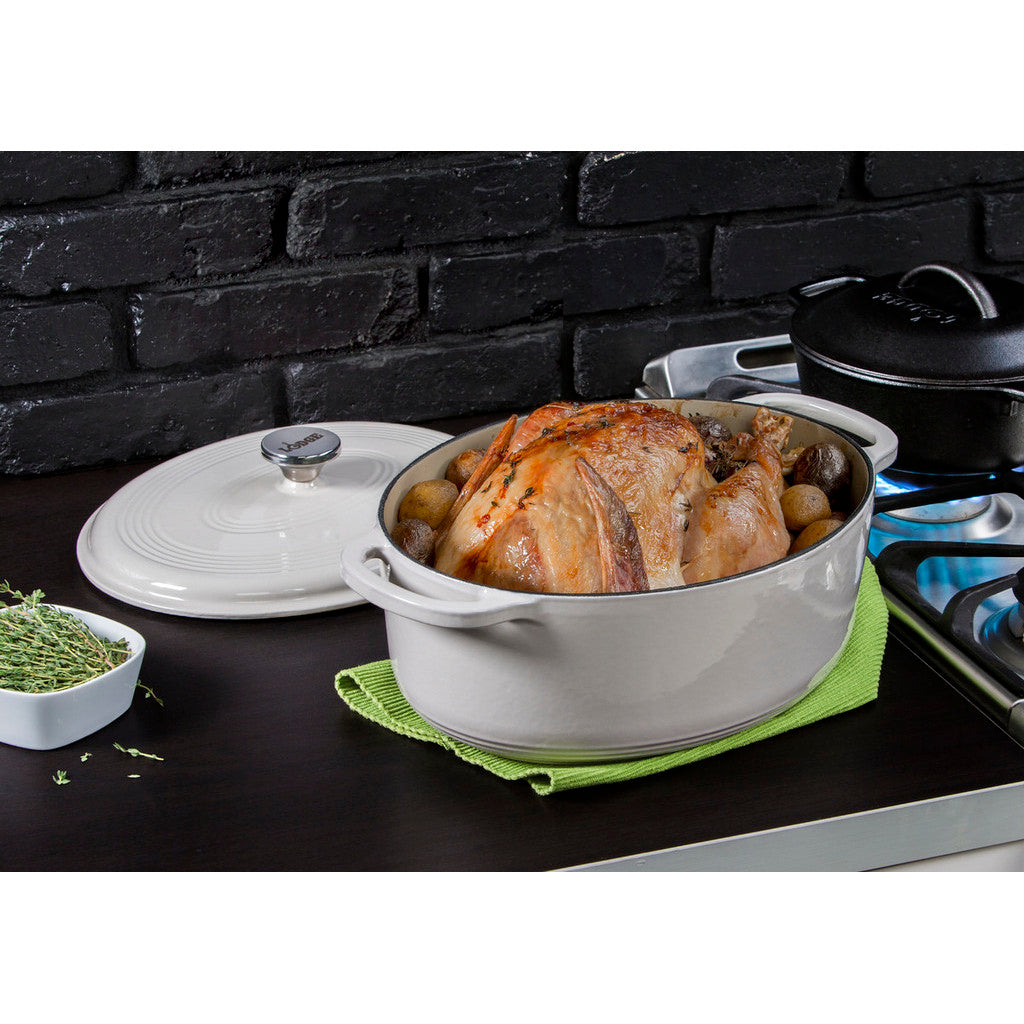 Lodge Lodge 7 Quart Oval Oyster Enameled Cast Iron Dutch Oven (EC7OD13)