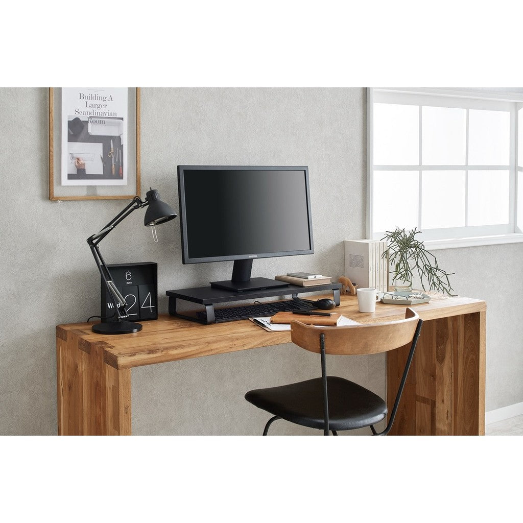 IRIS Ohyama Monitor Stand Riser Width 59cm Height 8.6cm Storage Rack Black (MNS-590)