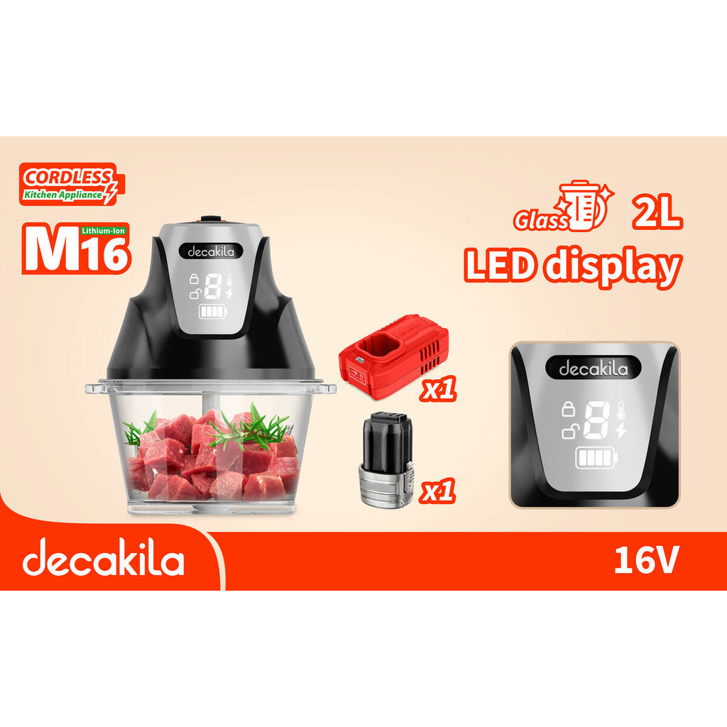 Decakila 16V SHARE Battery Series Food Chopper 200W 2000mAh 2 Speeds LED Display (KEMG029R)