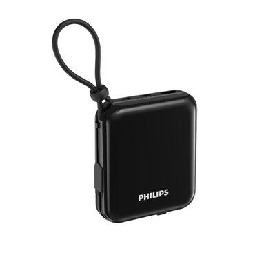 Philips 10K mAh Power Bank PD 20W Fast Charge Built-in USB-C & Lightning Cables Black (DLP5712CB/00)