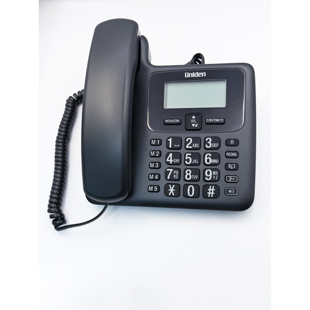 Uniden Cordless & Corded Combo Dect Phone Big Display Big Keypad Speaker Telephone Black (AT4505BK)