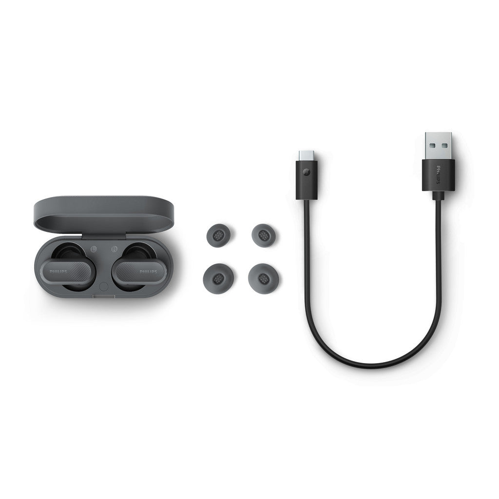 Philips True Wireless In-ear Headphones Noise Canceling Pro Dynamic Bass 24Hr Playtime Gray (TAT3509GY/97)