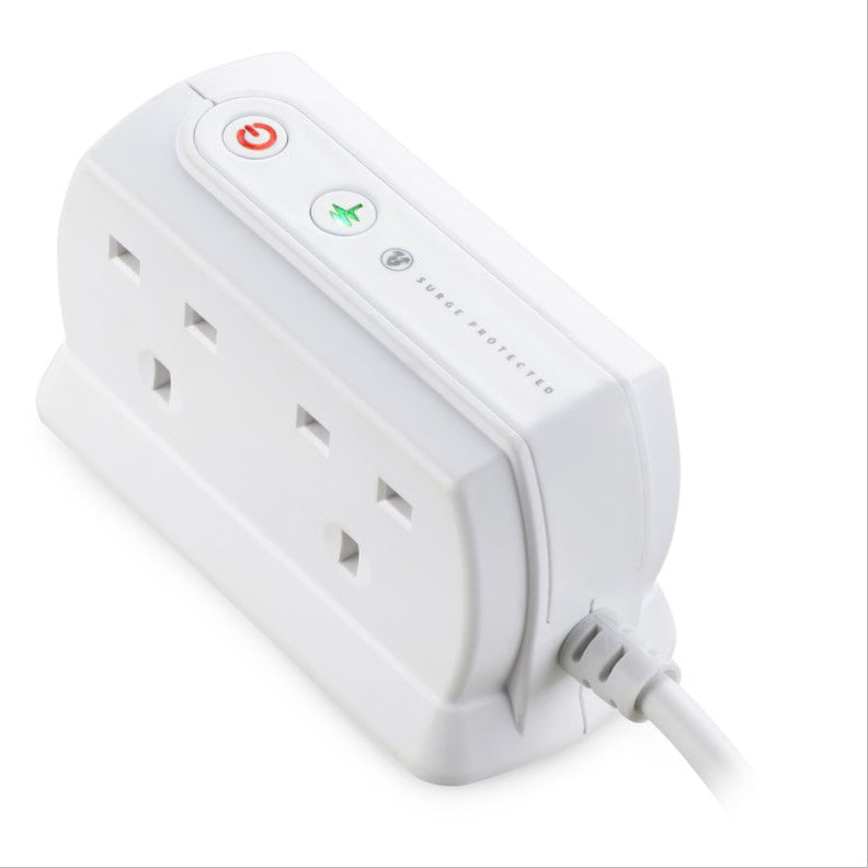 Masterplug Surge Compact Back-To-Back 4 Sockets Extension Lead 2 meter White/Black (SRGD42MB)