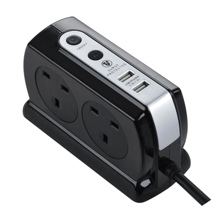 Masterplug Surge Compact Back-To-Back Extension 2 meter (SRGDSU43PB)