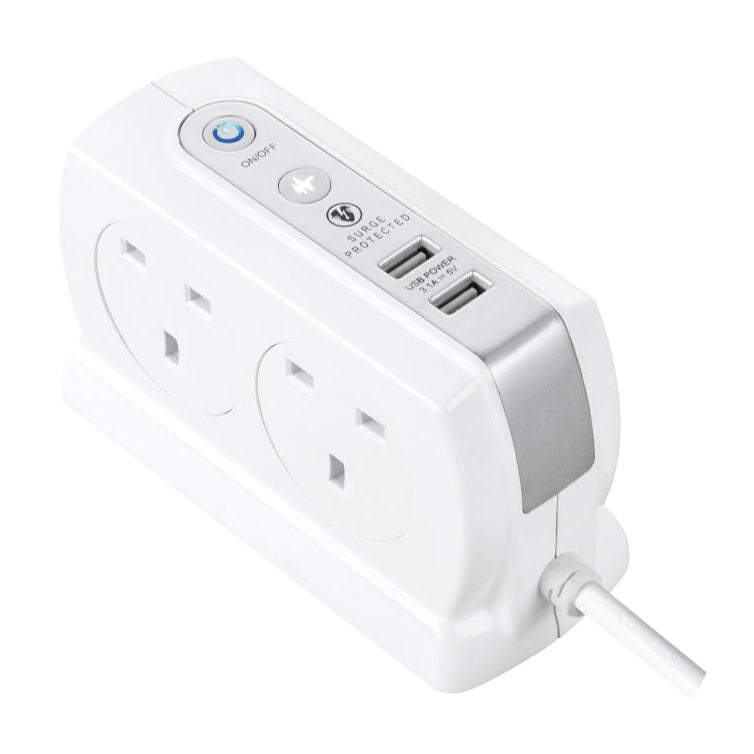 Masterplug Surge Compact Back-To-Back Extension 2 meter (SRGDSU43PB)