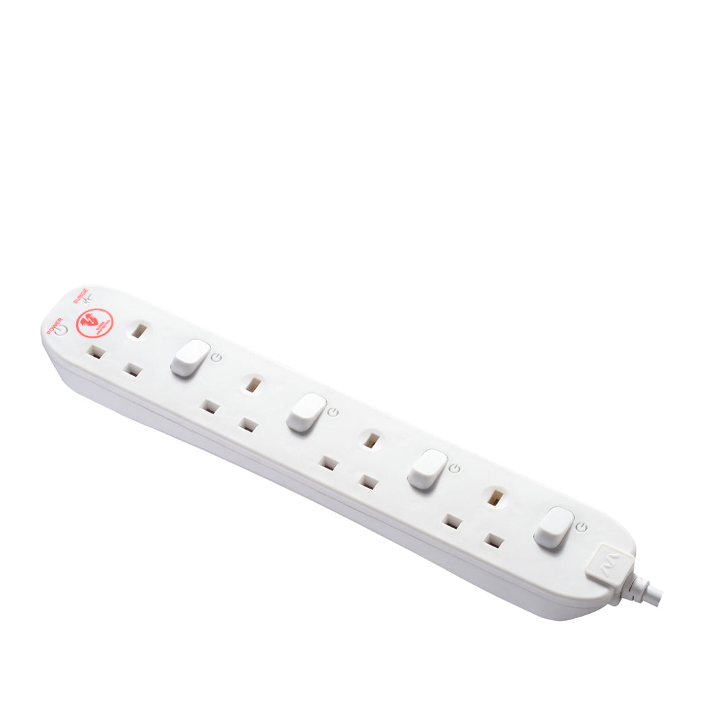 Masterplug Individually Switched Extension 4 Sockets 2 meter Black/ White (SWSRG42NB)