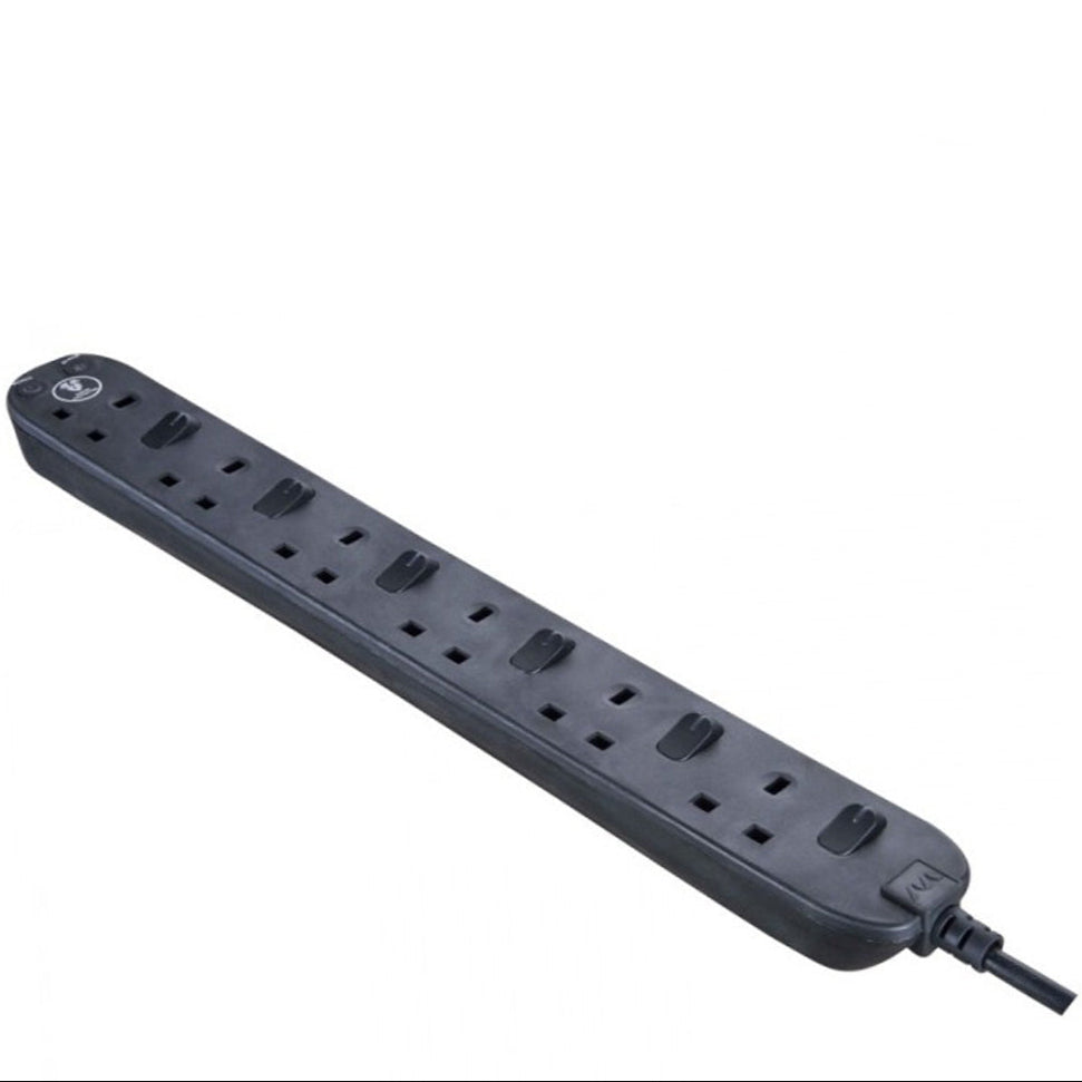 Masterplug Individually Switched Extension Lead 6 Sockets 2 meter Black/ White (SWSRG62N)