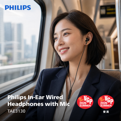 Philips Type-C Wired Earbuds – Noise-Isolating In-Ear Earphones with Volume Control and Hands-Free Mic for USB-C Devices (TAE3130)