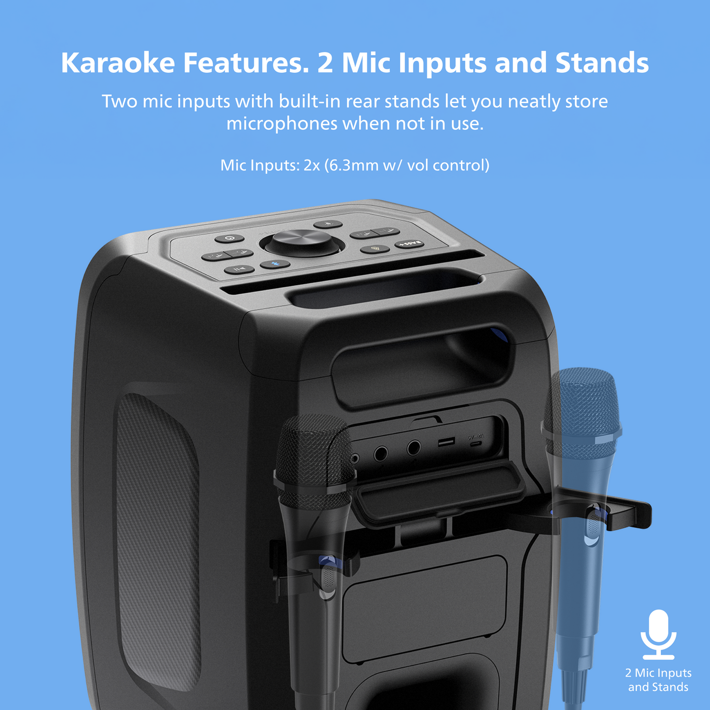 Philips Wireless Karaoke Party Speaker – Loud 120W Outdoor Speaker with Beat-Synced RGB Lights and App Control (TAX3000)