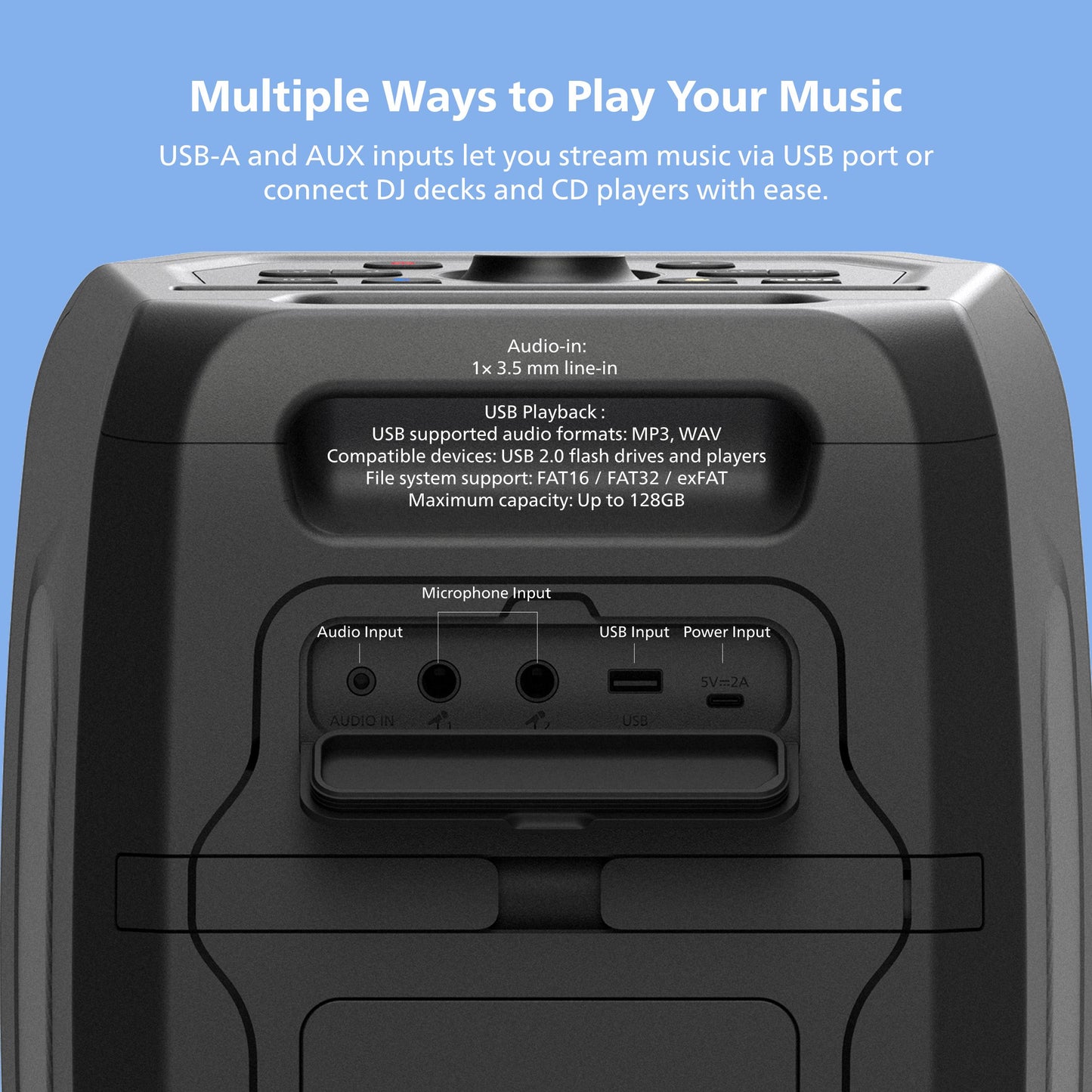 Philips Wireless Karaoke Party Speaker – Loud 120W Outdoor Speaker with Beat-Synced RGB Lights and App Control (TAX3000)
