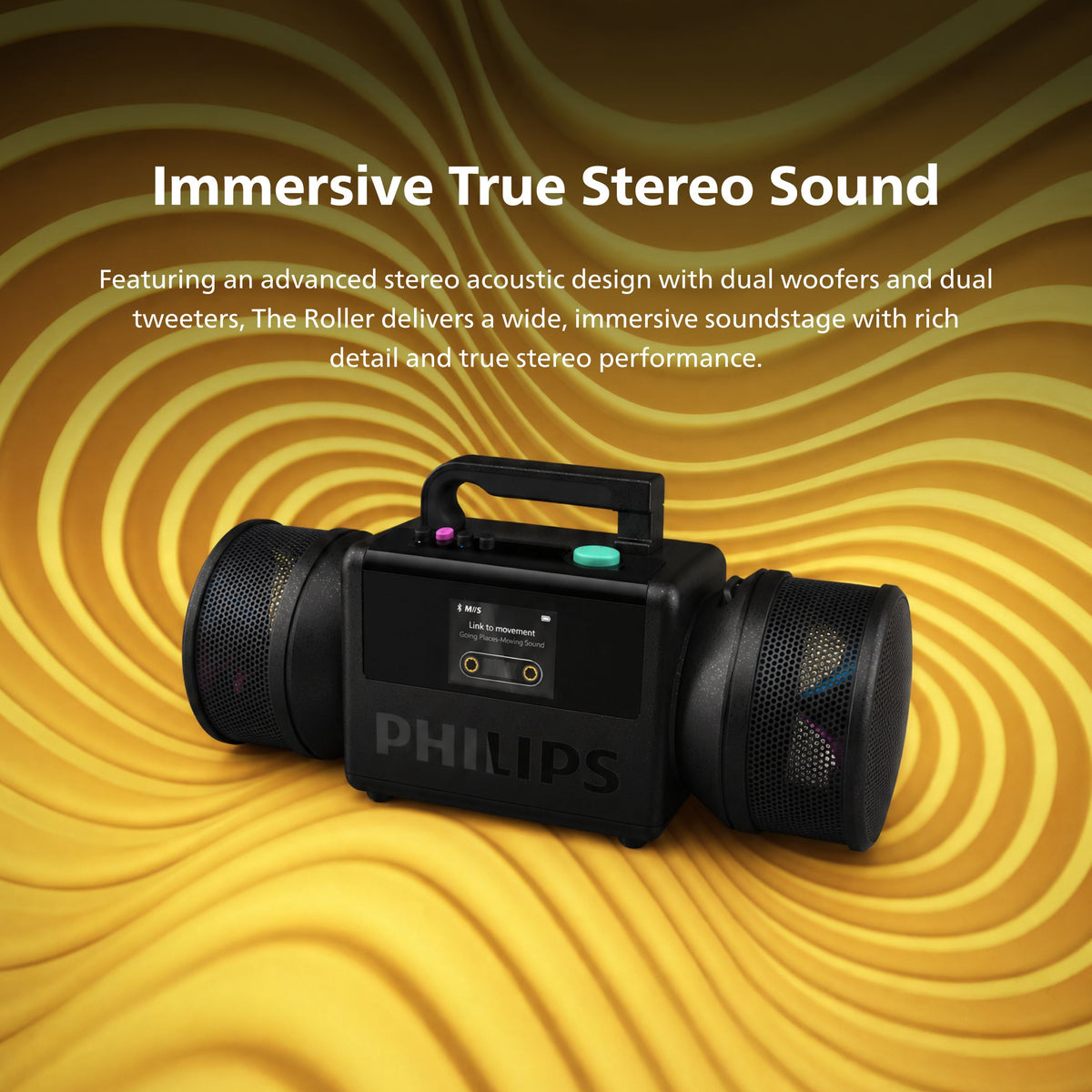Philips The Tube Wireless Portable Speaker – 280W Max Stereo, IP67 Waterproof, 24H Playtime & LED Lights (TAMS80Y)