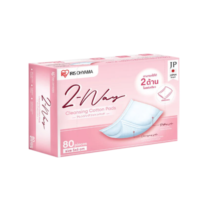 IRIS OHYAMA 2-Way Cleansing Cotton Pads 80pcs Dual Texture Japanese Facial Cotton Pads Smooth & Exfoliating (COT-2L)