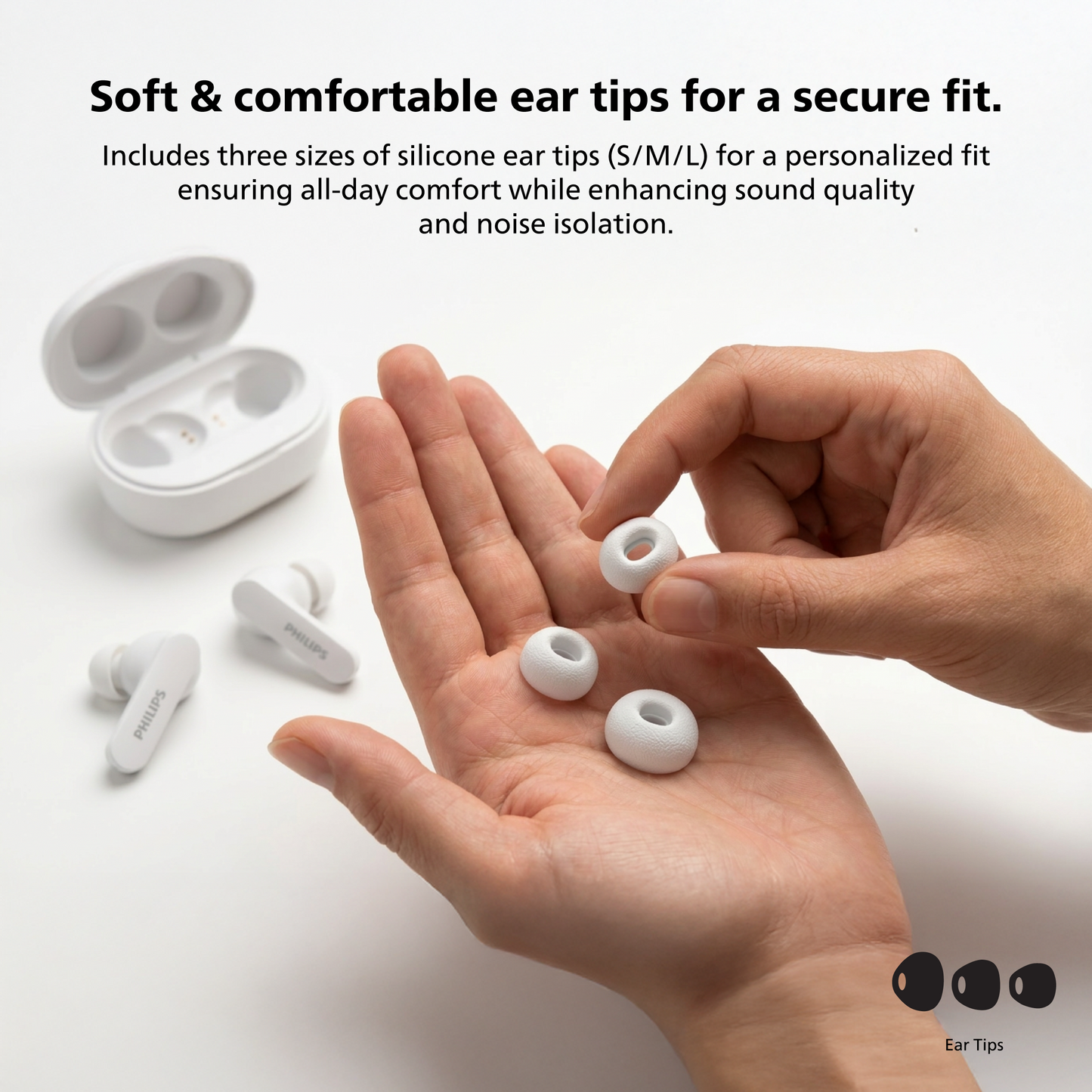 Philips True Wireless Earbuds | Active Noise Canceling, 4-Mic Clear Calls, Bluetooth 6.0, 36-Hour Battery & IPX4 Sweat Resistance (TAT2200)