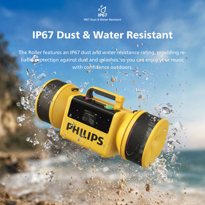 Philips The Tube Wireless Portable Speaker – 280W Max Stereo, IP67 Waterproof, 24H Playtime & LED Lights (TAMS80Y)