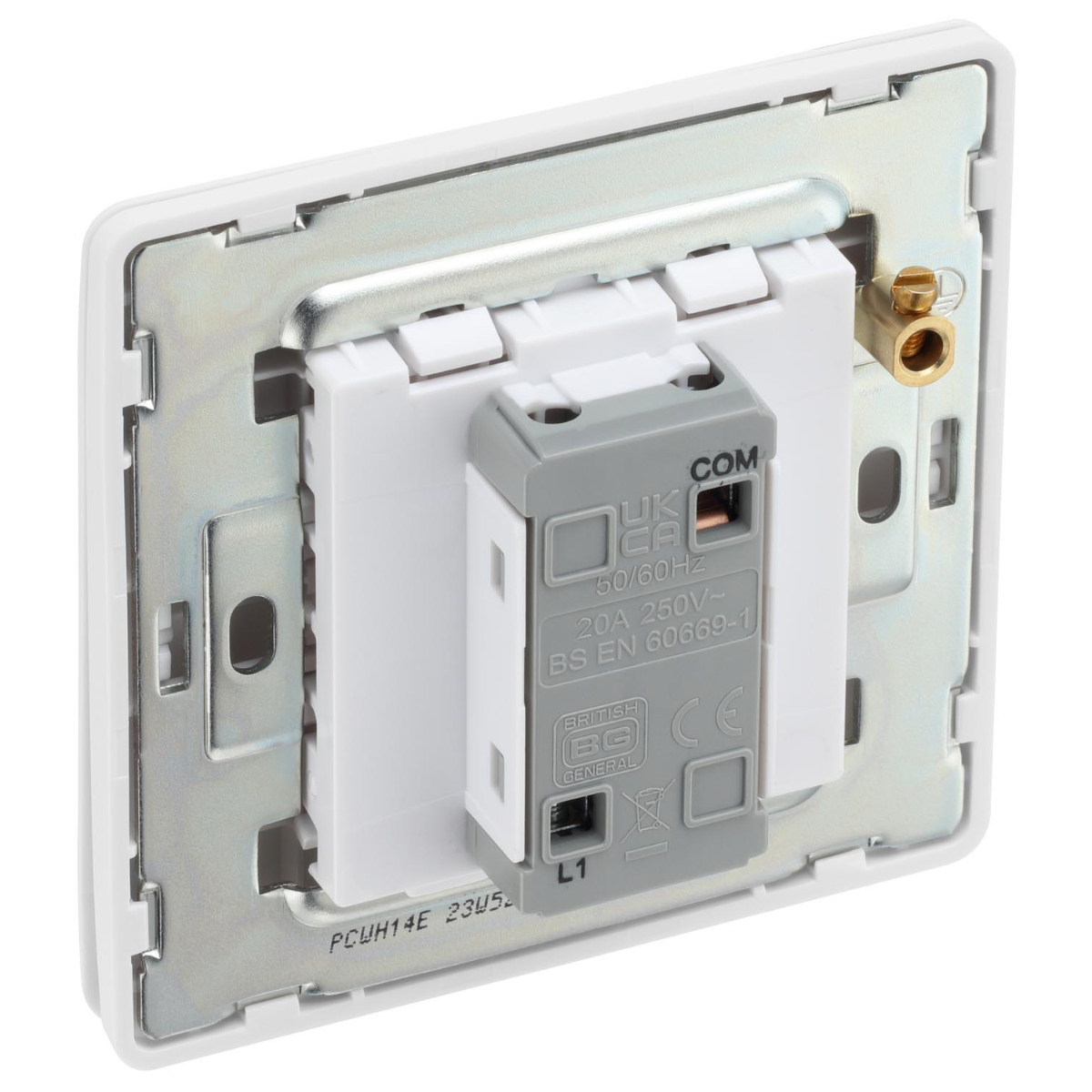 British General BG Neo Slimline Edge to Edge 1 Gang Door Bell Push Switch (PCWH14E)