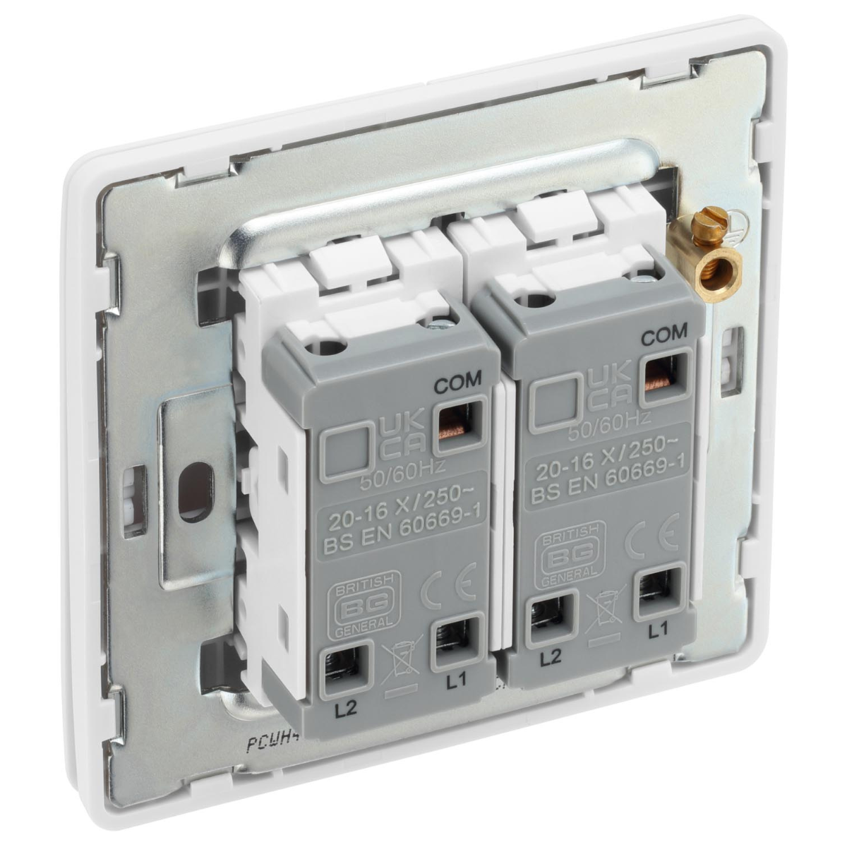 British General BG Neo Slimline Edge to Edge 2 Gang 2-Way Switch (PCWH42E)