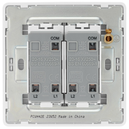 British General BG Neo Slimline Edge to Edge 2 Gang 2-Way Switch (PCWH42E)