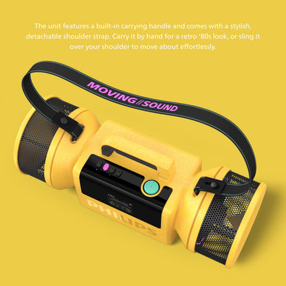 Philips The Tube Wireless Portable Speaker – 280W Max Stereo, IP67 Waterproof, 24H Playtime & LED Lights (TAMS80Y)