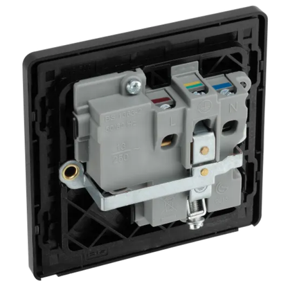 British General Evolve Matt Black 13A Single Switched Socket (PCDMB21B)