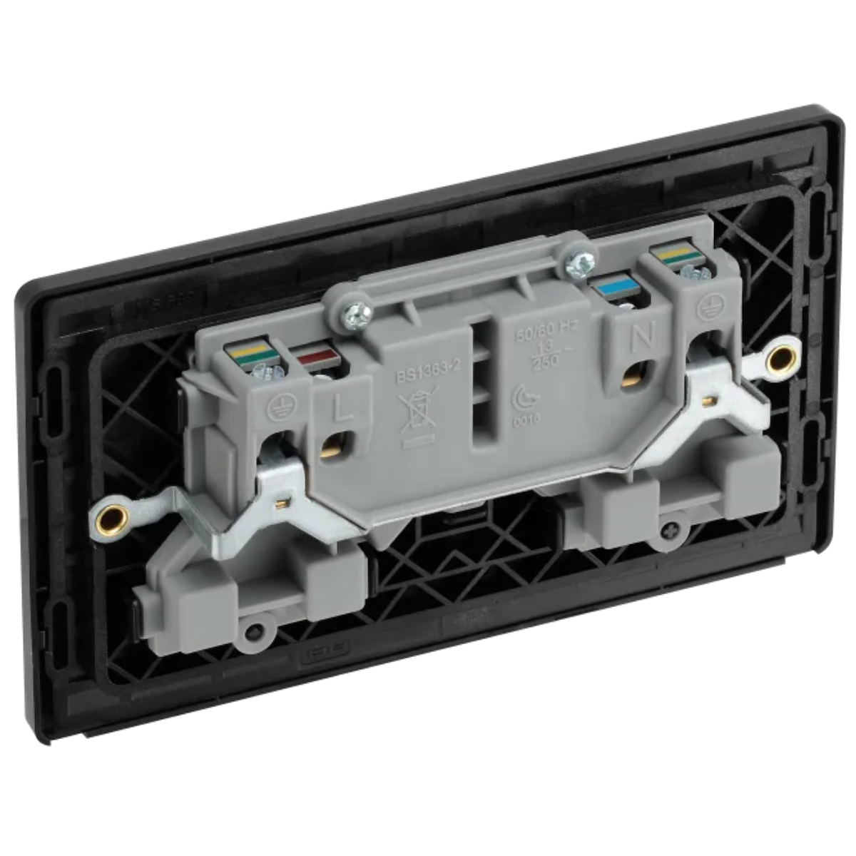 British General Evolve Matt Black 13A Double Switched Socket (PCDMB22B)