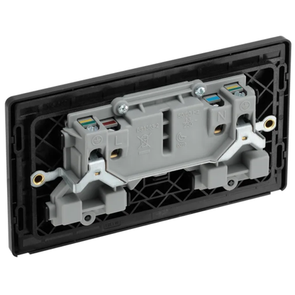 British General Evolve Matt Black 13A Double Switched Socket (PCDMB22B)