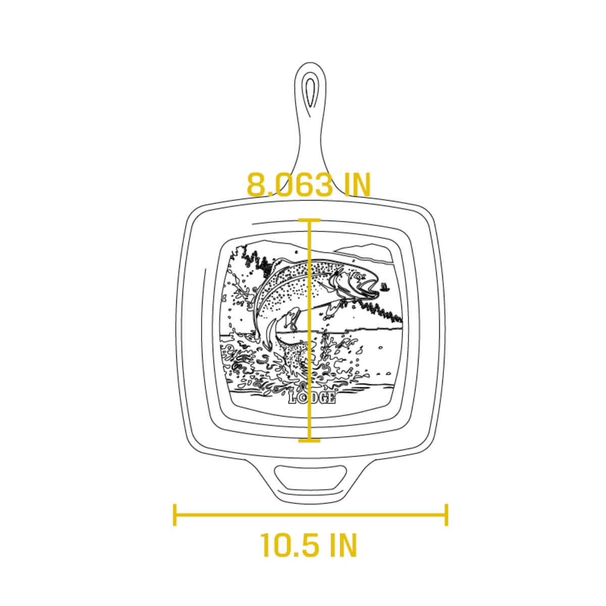 Lodge Wildlife Series™ 26.6 cm Seasoned Square Cast Iron Fish Grill Pan (L8SGPWLFI)