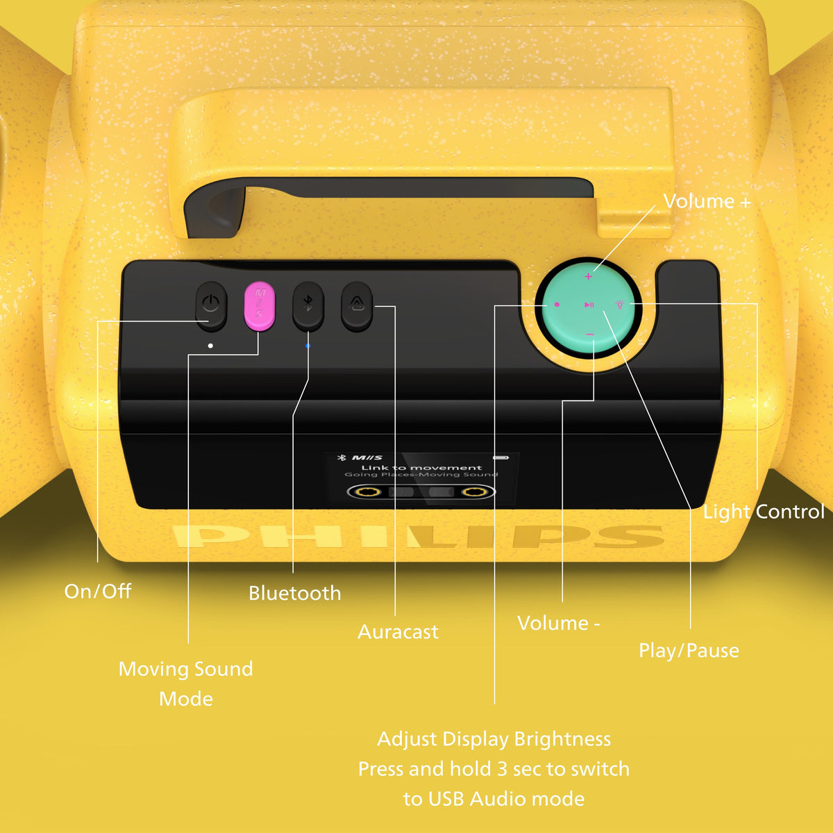 Philips The Tube Wireless Portable Speaker – 280W Max Stereo, IP67 Waterproof, 24H Playtime & LED Lights (TAMS80Y)