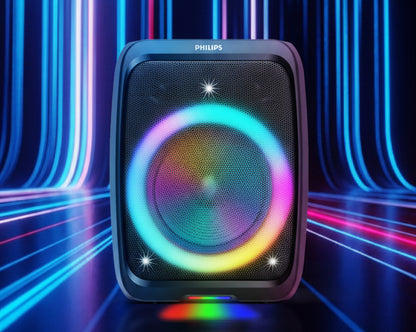 Philips Wireless Karaoke Party Speaker – Loud 120W Outdoor Speaker with Beat-Synced RGB Lights and App Control (TAX3000)