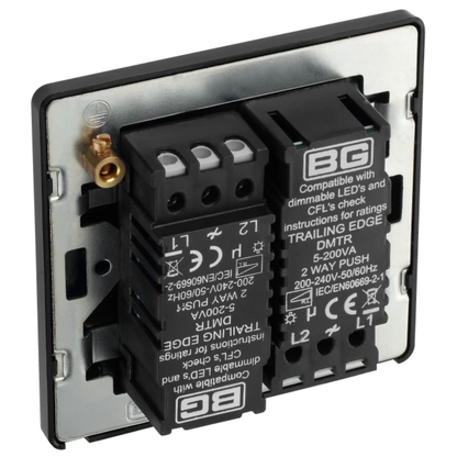 British General Evolve Matt Black 2 Gang 2 Way 400W Dimmer Switch (PCDMB82B)