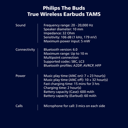 Philips The Buds True Wireless Earbuds (TAMS3)