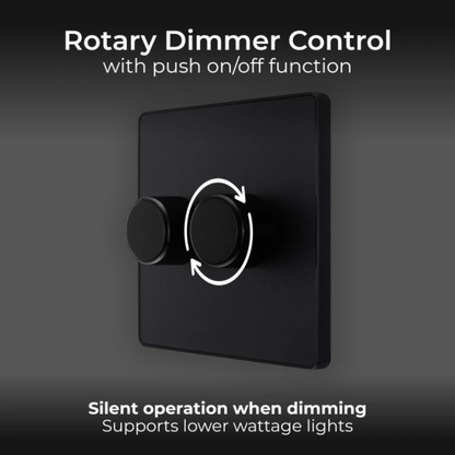 British General Evolve Matt Black 2 Gang 2 Way 400W Dimmer Switch (PCDMB82B)
