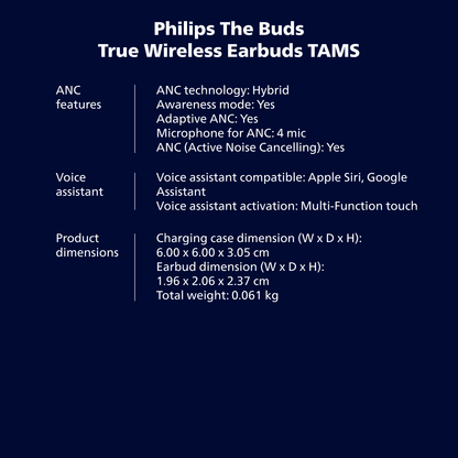 Philips The Buds True Wireless Earbuds (TAMS3)