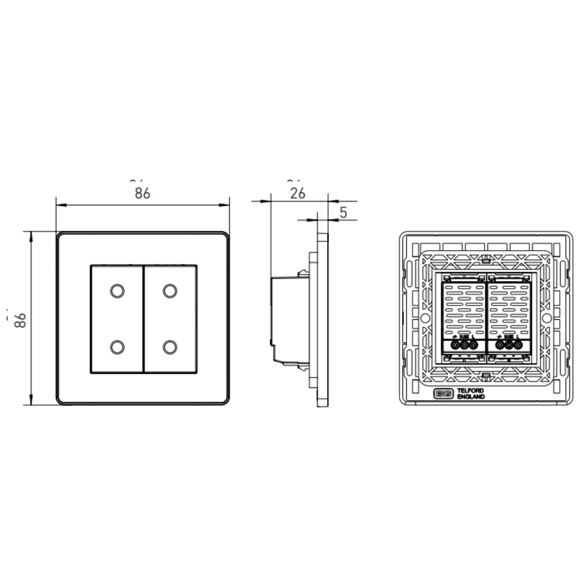 British General Evolve Matt Black 200W Double Touch Dimmer Switch 2 Way (PCDMBTDM2B)
