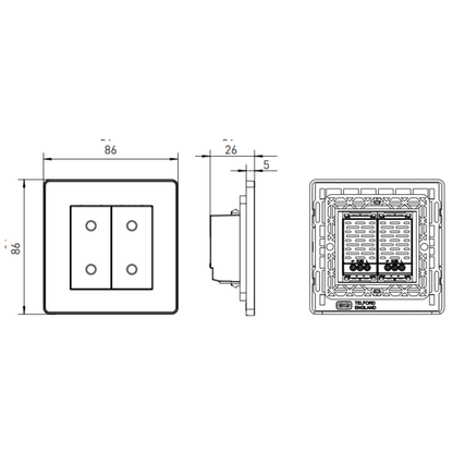 British General Evolve Matt Black 200W Double Touch Dimmer Switch 2 Way (PCDMBTDM2B)