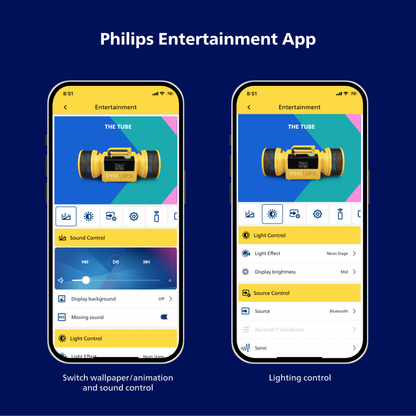 Philips The Tube Wireless Portable Speaker – 280W Max Stereo, IP67 Waterproof, 24H Playtime & LED Lights (TAMS80Y)