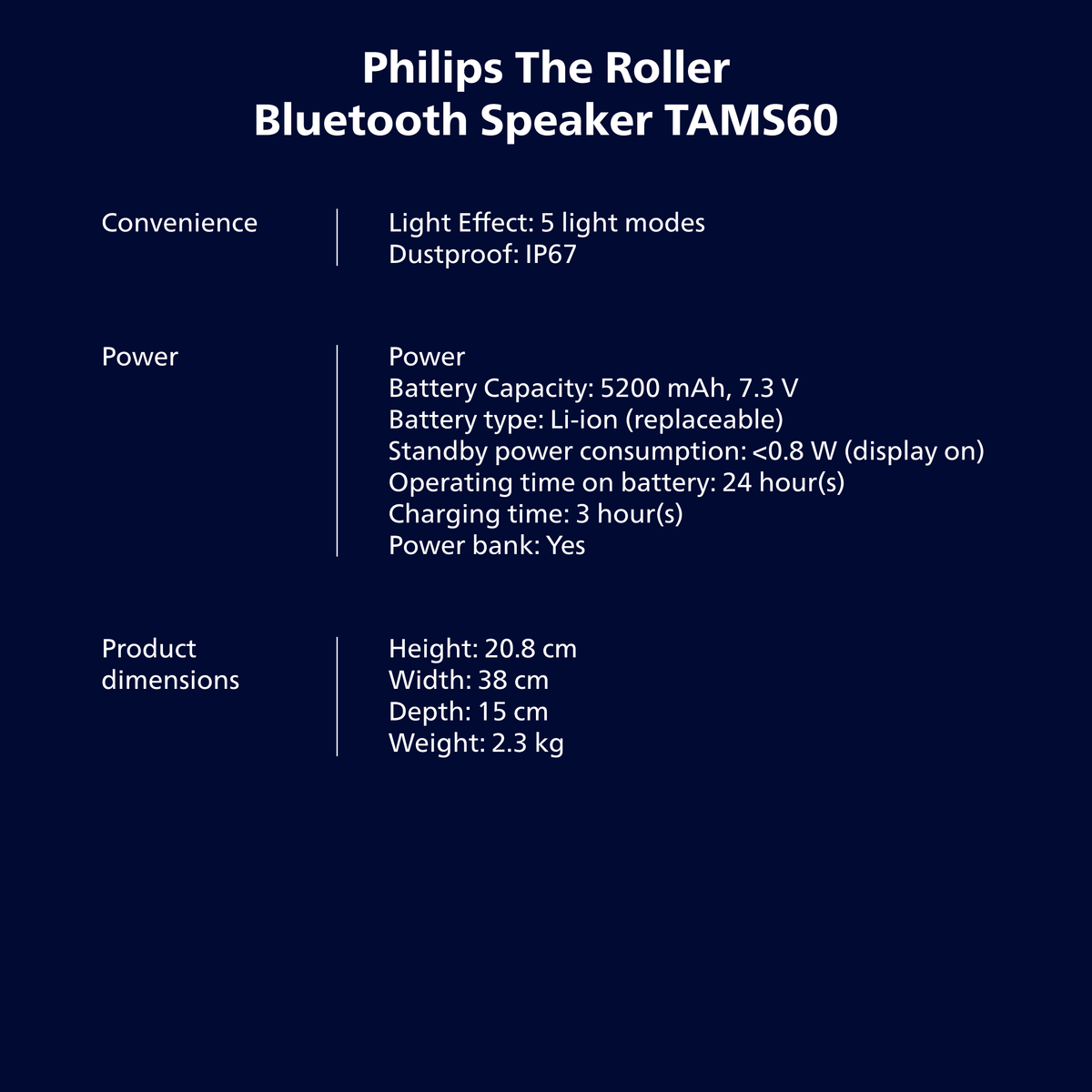 Philips Portable Waterproof Bluetooth Speaker The Tube (TAMS60)