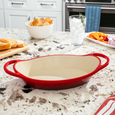 Lodge Cast Iron 2 Quart Oval Red Enameled Cast Iron Casserole (EC2C43)