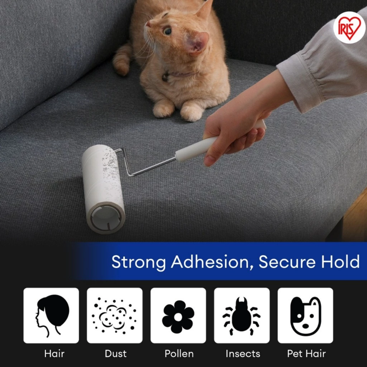 IRIS OHYAMA Lint Roller with Storage Case Sticky Roller for Dust, Lint, Hair & Pet Fur Easy-Peel Design (NC-DH)