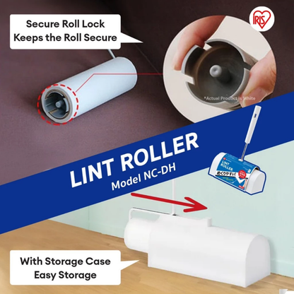IRIS OHYAMA Lint Roller with Storage Case Sticky Roller for Dust, Lint, Hair & Pet Fur Easy-Peel Design (NC-DH)