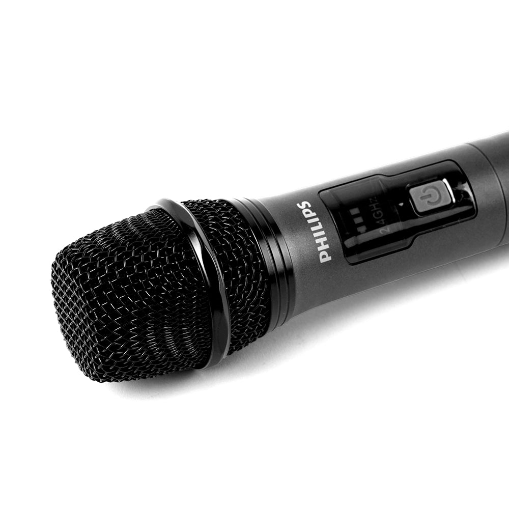 Philips Wireless Karaoke & Party Microphone Set – 2.4GHz Transmission with 4-Level Gain Control (DLM3401)