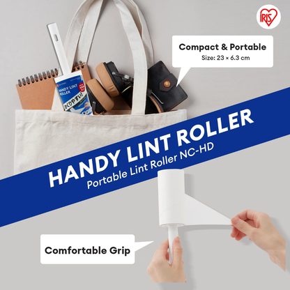IRIS OHYAMA Handy Lint Roller Sticky Roller for Dust, Lint, Hair & Pet Hair Clothes & Fabric Cleaner (NC-HD) Bundle of 2