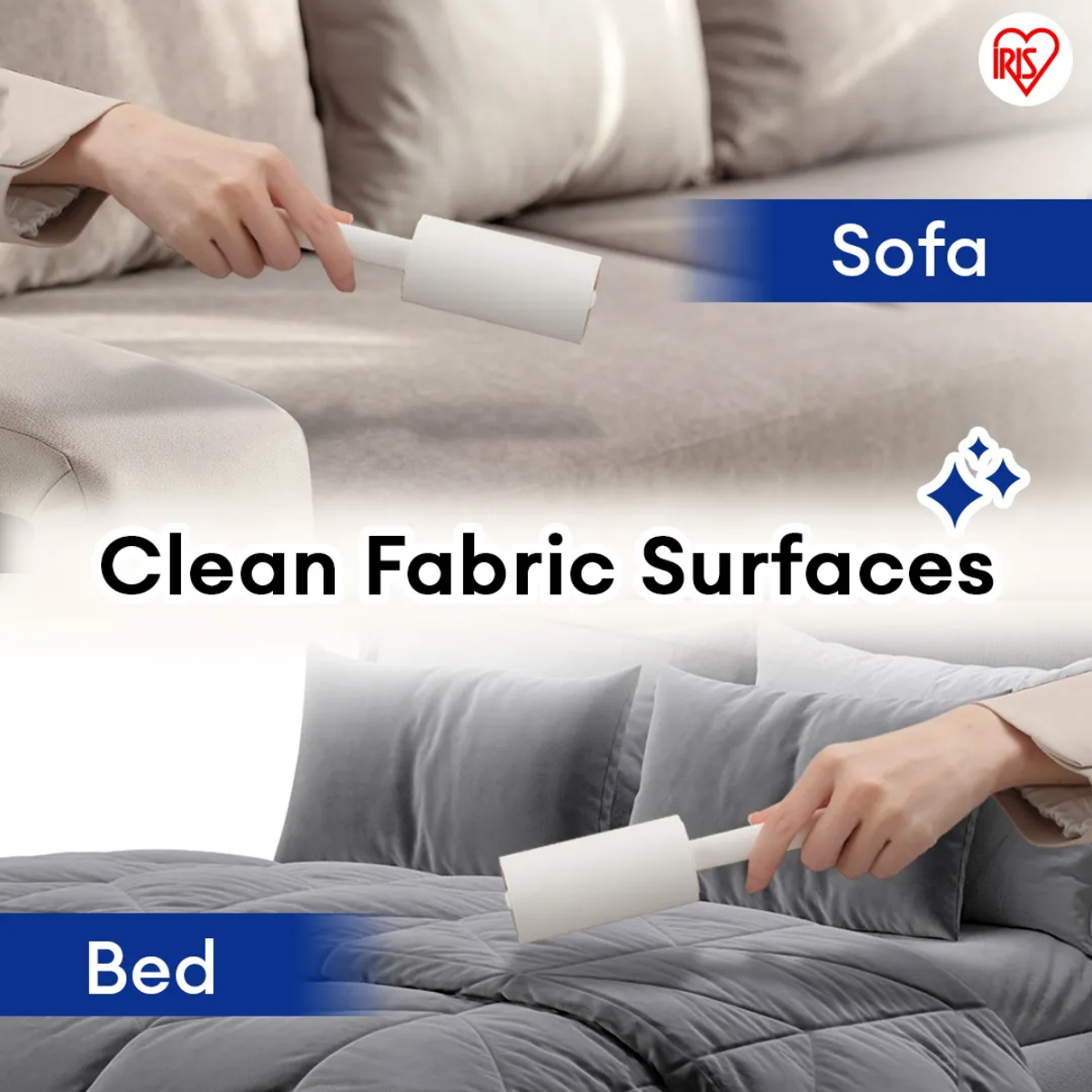 IRIS OHYAMA Handy Lint Roller Sticky Roller for Dust, Lint, Hair & Pet Hair Clothes & Fabric Cleaner (NC-HD) Bundle of 2