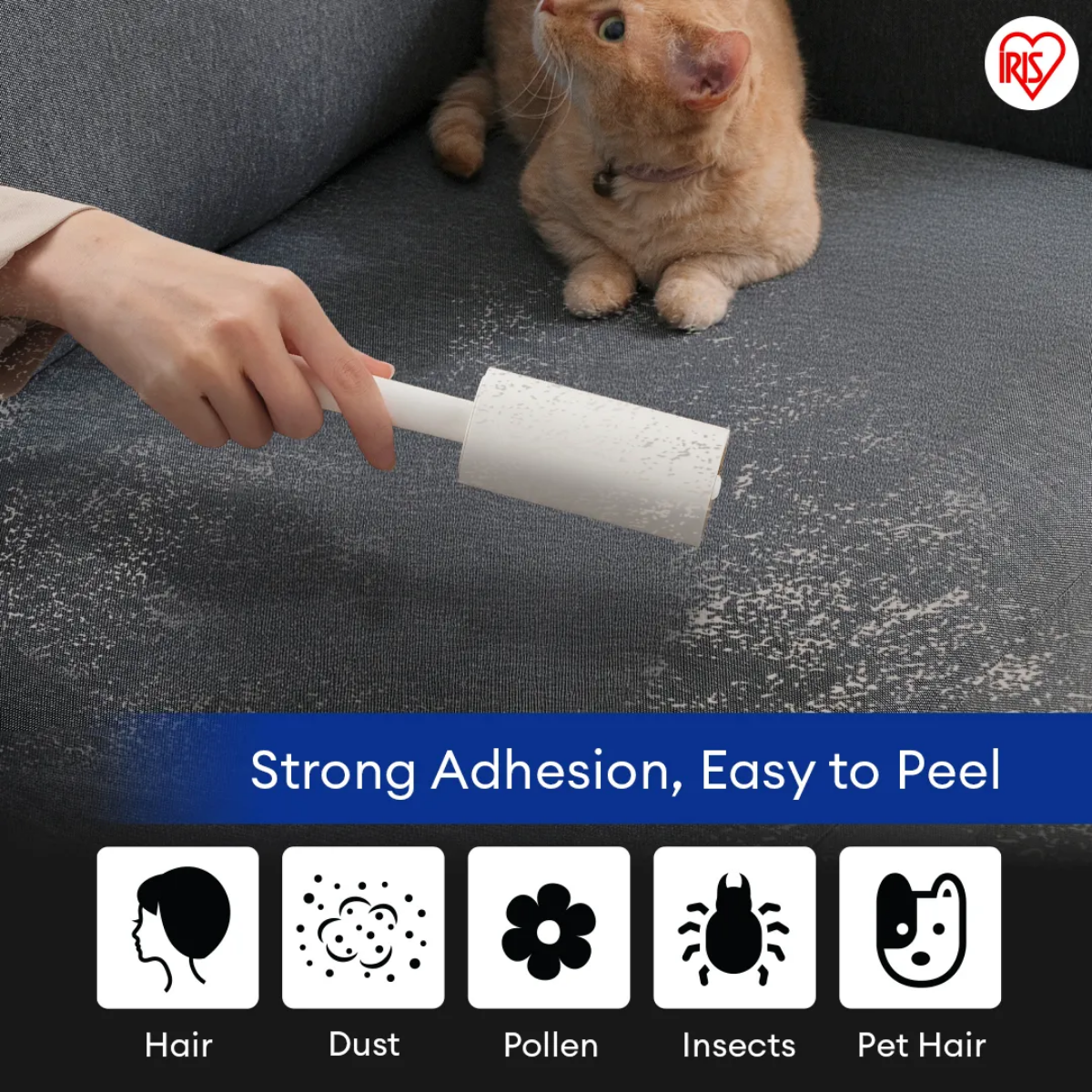 IRIS OHYAMA Handy Lint Roller Sticky Roller for Dust, Lint, Hair & Pet Hair Clothes & Fabric Cleaner (NC-HD) Bundle of 2