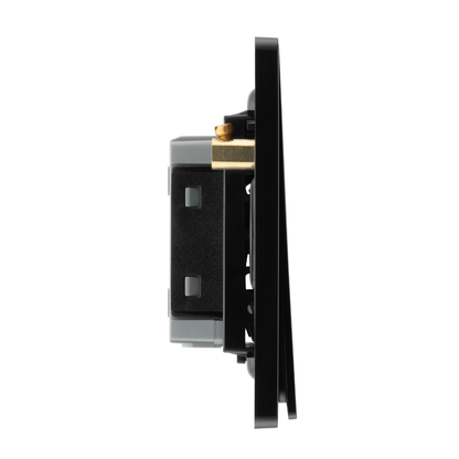 British General Evolve Matt Black Edge to Edge Double Pole Switch, LED Indicator, 20Amp (PCDMB31EB)