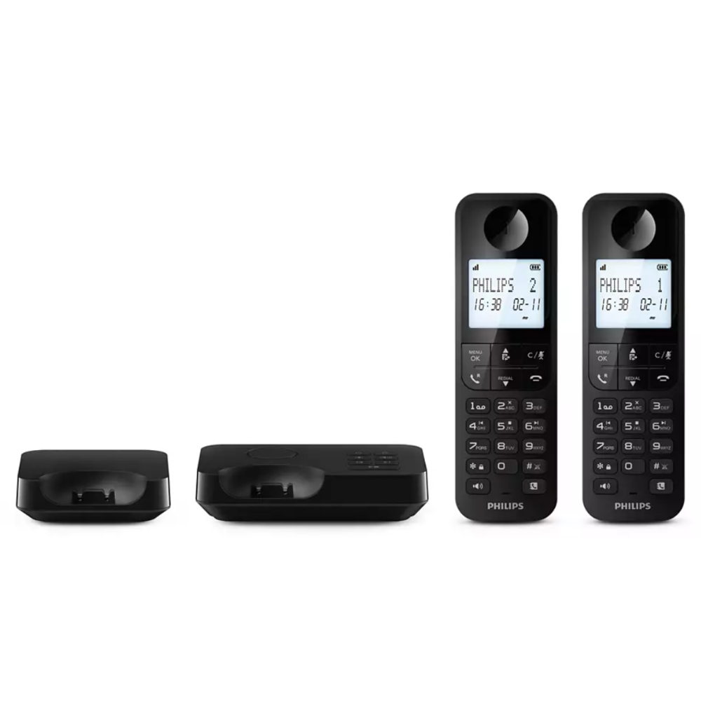 Philips Cordless Phone Duo with Answering Machine (D2752B/90)