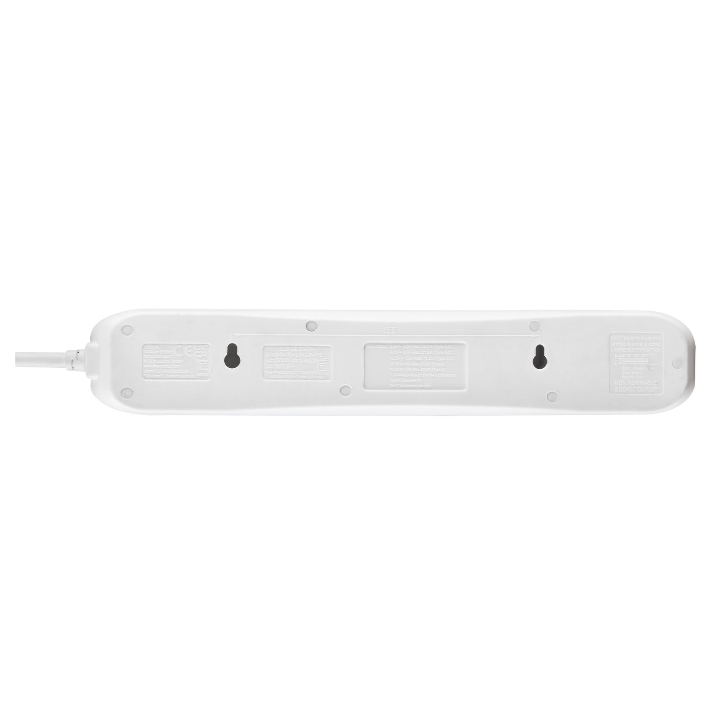Masterplug Surge Extension Lead Fast Charge USB A&C 4 Sockets 2 meter Black/ White (SRGUAC2242N)