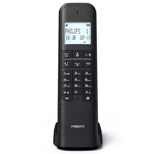 Philips Cordless Phone with Handsfree Speaker – Single Handset, 14-Hour Talk Time on One Charge (M4701B/90)
