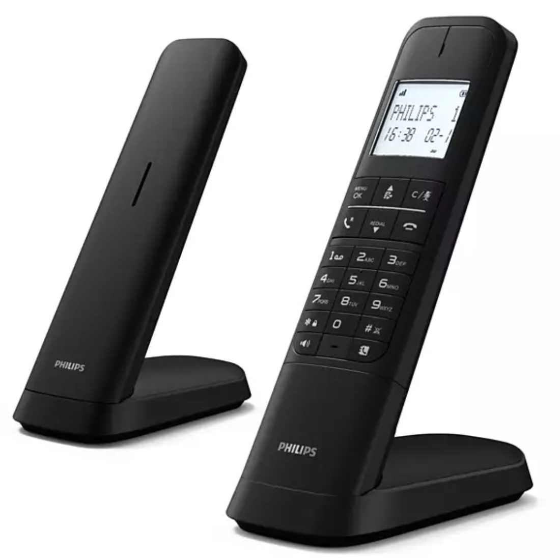 Philips Cordless Phone with Handsfree Speaker – Duo Handsets, 14-Hour Talk Time on One Charge (M4702B/90)